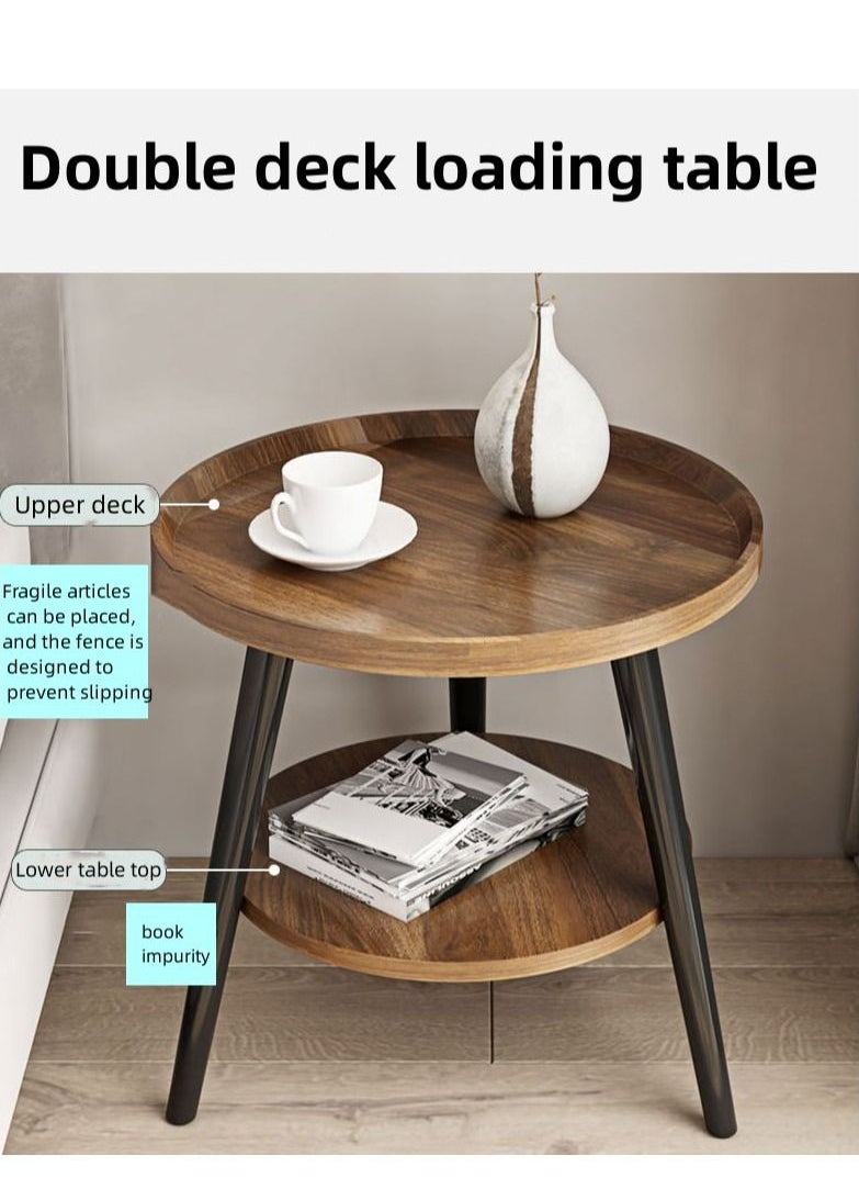 EqiEch - Simple & Modern 2-layer Round Coffee Table For Living Room With Storage - Image 1