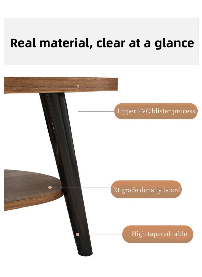 EqiEch - Simple & Modern 2-layer Round Coffee Table For Living Room With Storage - Image 1
