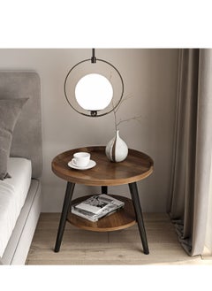 Simple & Modern 2-layer Round Coffee Table For Living Room With Storage