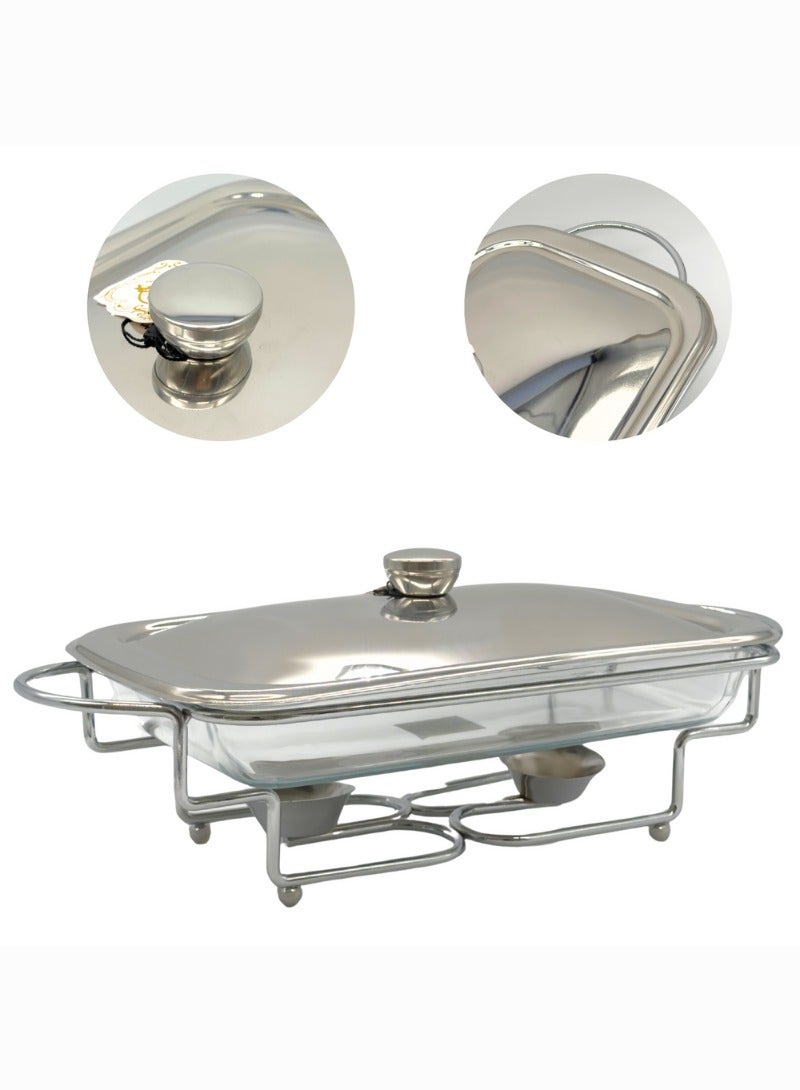 القناص سخان بوفيه مستطيل غطاء استيل صينيه قزاز بايركس 2 شمعة سعه 2 لتر - Image 2