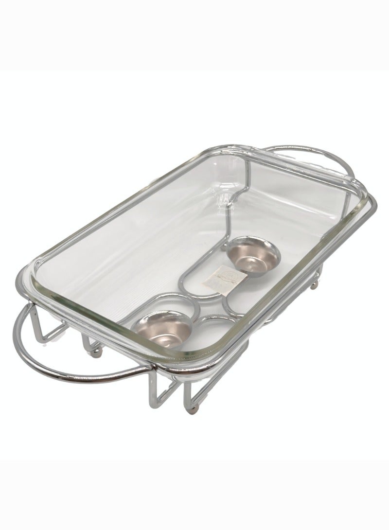 القناص سخان بوفيه مستطيل غطاء استيل صينيه قزاز بايركس 2 شمعة سعه 2 لتر - Image 4