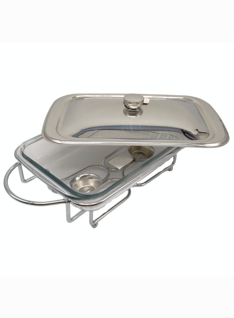 القناص سخان بوفيه مستطيل غطاء استيل صينيه قزاز بايركس 2 شمعة سعه 2 لتر - Image 5