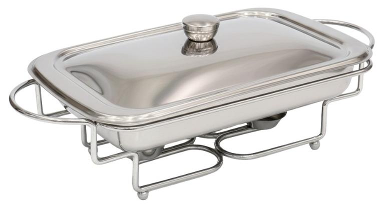 AL-GANNAS Rectangular Buffet Warmer with Stainless Steel Lid & Pyrex Glass Tray | 2 Tea Light Burners | 2L Capacity - Image 1