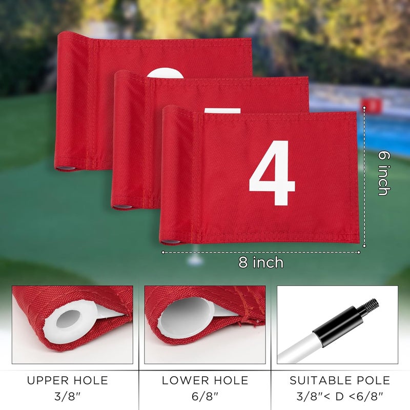 KINGTOP Numbered Golf Flag All 8x6 Inch – Upgraded Dual-Layer 420D Nylon, Double Sided Printing, Tube Inserted – Mini Practice Putting Green Flags for Yard - Image 3