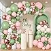 PUFFLD Sage Green Pink Balloon Arch Kit 144 pcs Olive Green Pink Sand White Balloons with Rose Gold Metallic Latex Balloons for Girl Birthday Wedding Bride Shower Party Decorations - Image 3