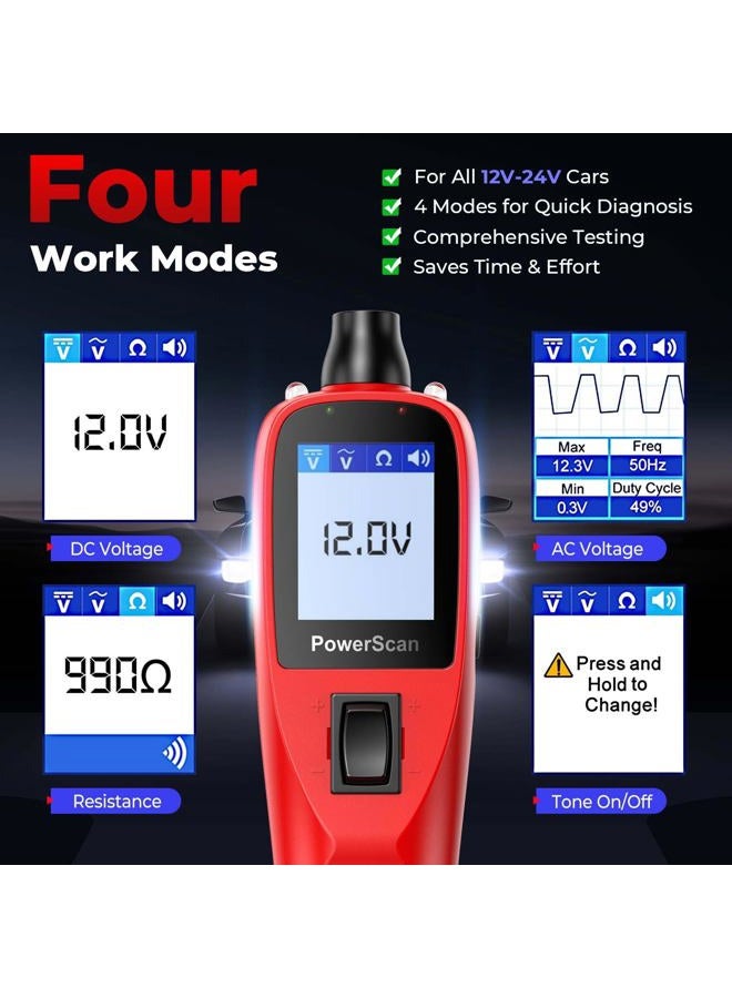Autel 2025 Autel Circuit Tester, Power Circuit Probe Scan Tool, 12-24V Electrical Short Open Breaker Circuit Finder, Auto Circuit Tester, Digital Multimeter/Relay & Diode Resistance Tool Kit, 20FT Long Cord - Image 4