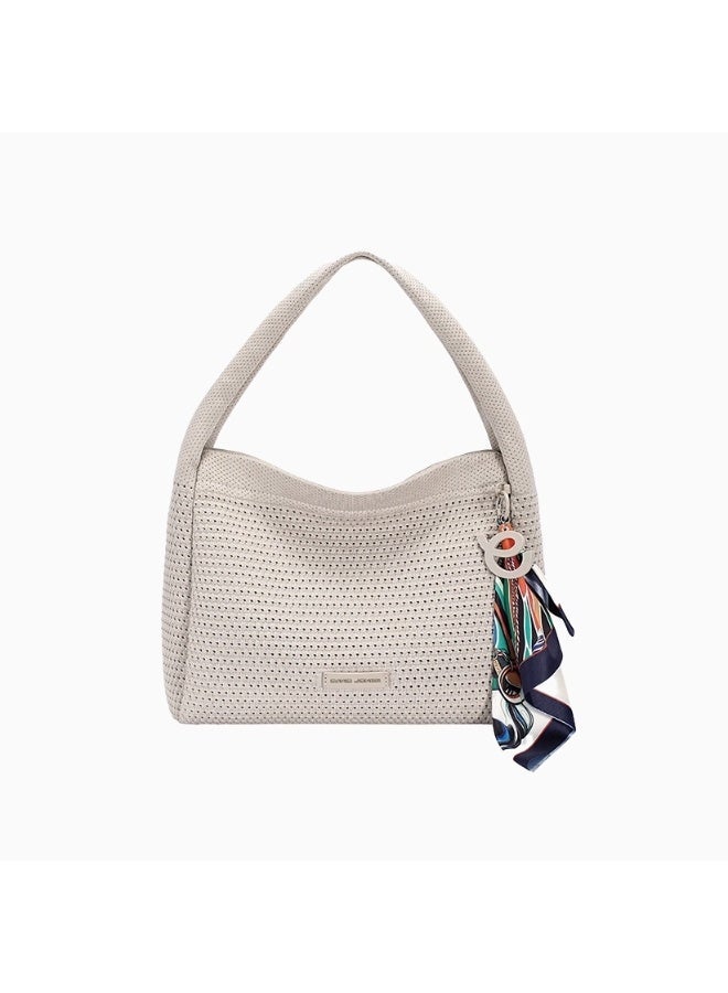 David Jones woven textile summer handbag in model cm8372 | celeste Shoulder bag for casual daily use | slouchy design breathable handbag for work and daily use - Image 1