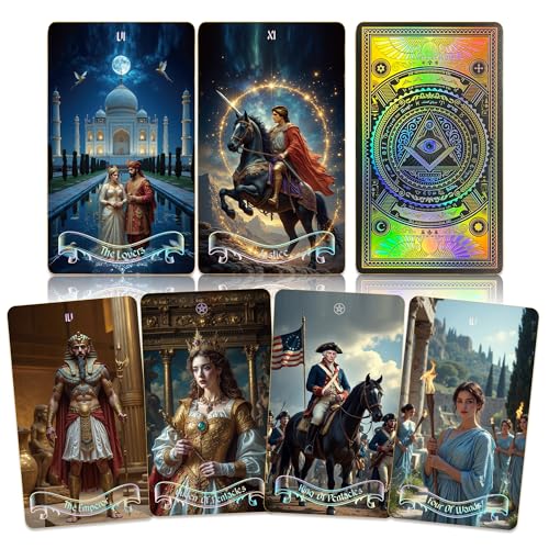 WJPC Laser Gold Foil Edge Tarot Cards with Guide Book SetGift Box for Beginner Expert Original Design World History of Reverse Laser Gold - Image 1