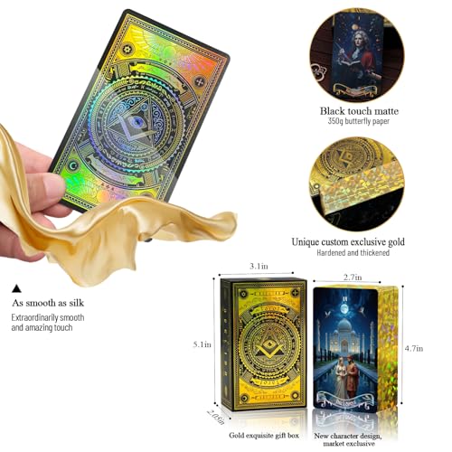 WJPC Laser Gold Foil Edge Tarot Cards with Guide Book SetGift Box for Beginner Expert Original Design World History of Reverse Laser Gold - Image 5