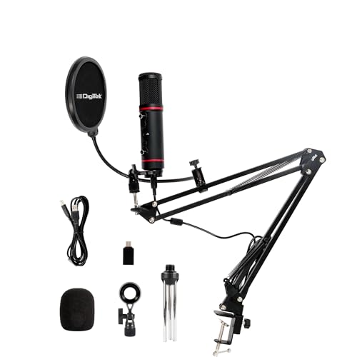 Digitek DM-501 USB Podcast & Gaming Condenser Microphone Kit with Arm & Pop Filter, High Sensitivity, Noise Cancellation, Vol Adjustment & Mute, Use with PS4, PS5,PC & Smartphone for Live Streaming - Image 1
