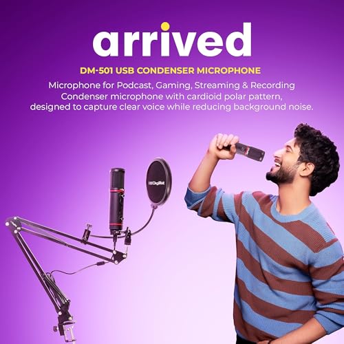 Digitek DM-501 USB Podcast & Gaming Condenser Microphone Kit with Arm & Pop Filter, High Sensitivity, Noise Cancellation, Vol Adjustment & Mute, Use with PS4, PS5,PC & Smartphone for Live Streaming - Image 2