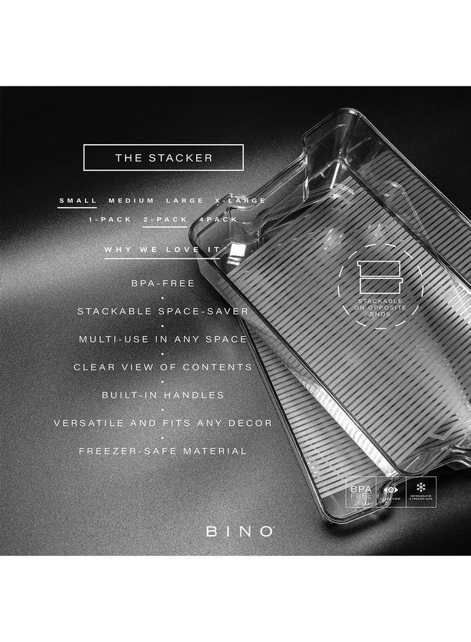 BINO | Stackable Storage Bins, Small - 2 Pack | THE STACKER COLLECTION | Clear Plastic | Built-In Handles | BPA-Free | Containers for Organizing Kitchen Pantry | Multi-Use Organizer - Image 1