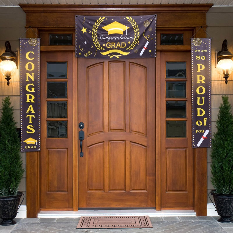 1 Set Graduation Banner Graduation Themed Door Couplet Decorative Party Banner - Image 1