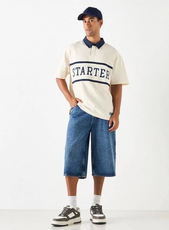 ستارتر تيشيرت بولو بأكمام قصيرة وطبعات من ستارتر