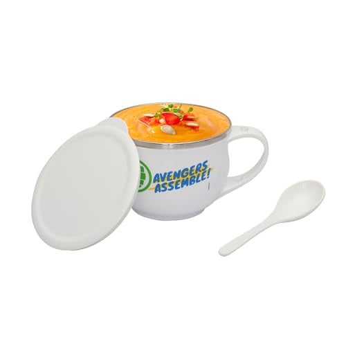 Jaypee Plus Stainless Steel Disney Printed Souptok Prime Soup Bowl With Lid & Spoon Maggi Bowl Noodles Pasta, Best Diwali Gift, Birthday Gift For Girls And Boys, Avengers Assemble ,700 Ml - Image 1