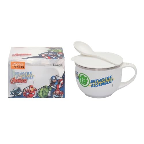 Jaypee Plus Stainless Steel Disney Printed Souptok Prime Soup Bowl With Lid & Spoon Maggi Bowl Noodles Pasta, Best Diwali Gift, Birthday Gift For Girls And Boys, Avengers Assemble ,700 Ml - Image 5