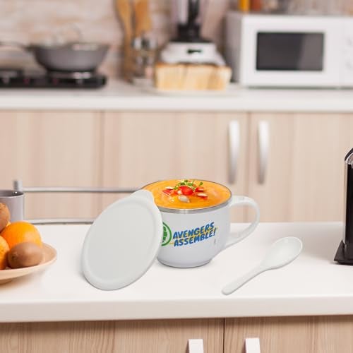 Jaypee Plus Stainless Steel Disney Printed Souptok Prime Soup Bowl With Lid & Spoon Maggi Bowl Noodles Pasta, Best Diwali Gift, Birthday Gift For Girls And Boys, Avengers Assemble ,700 Ml - Image 3