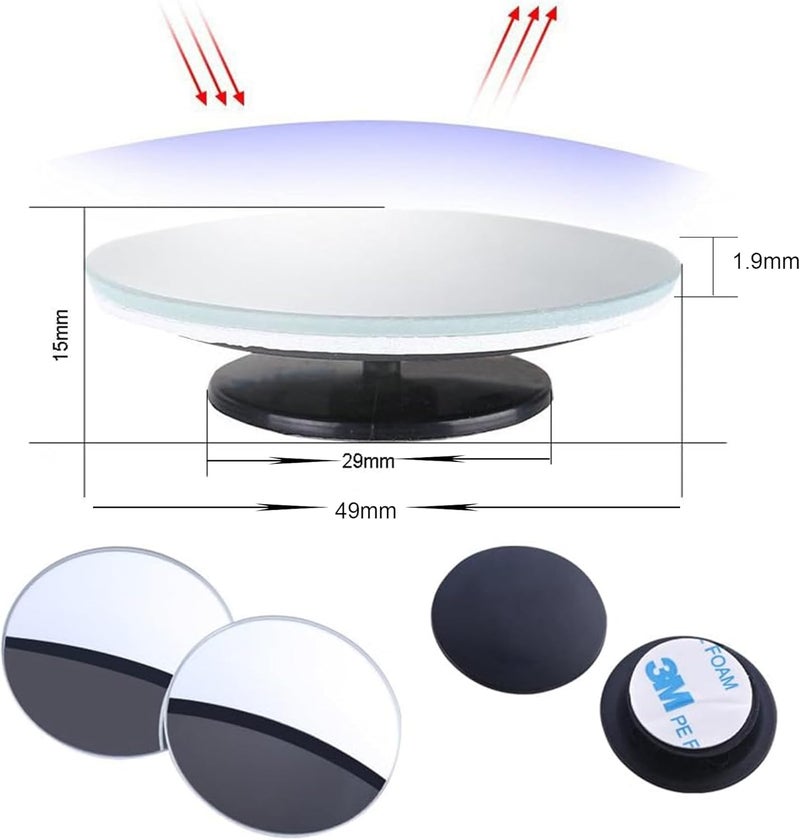 ZHONG AN Real Glass Blind Spot Mirror - 360° Wide Angle Adjustable, Pack of 2 - Image 4