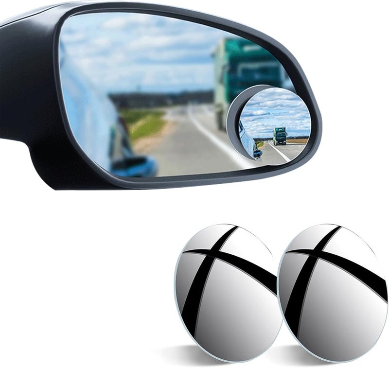 ZHONG AN Real Glass Blind Spot Mirror - 360° Wide Angle Adjustable, Pack of 2 - Image 1