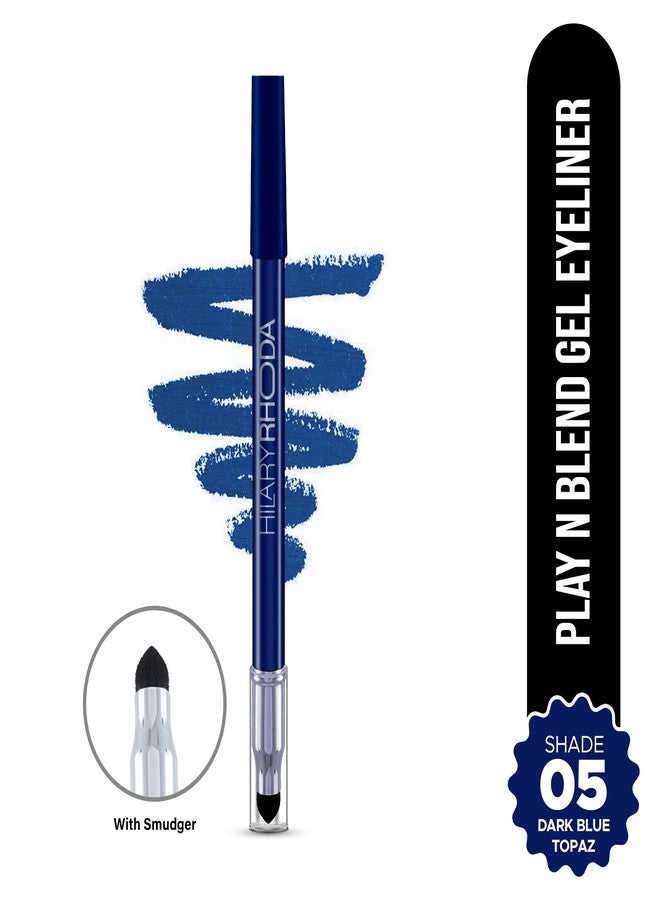 Hilary Rhoda Play n Blend Gel Eyeliner | One Stroke Application | Highly Pigmented | Matte & Shimmer Finish | 2 in 1 Smudger + Eyeliner | Butter Smooth Texture | 1.5g - (Dark Blue Topaz | Shade 05) - Image 2