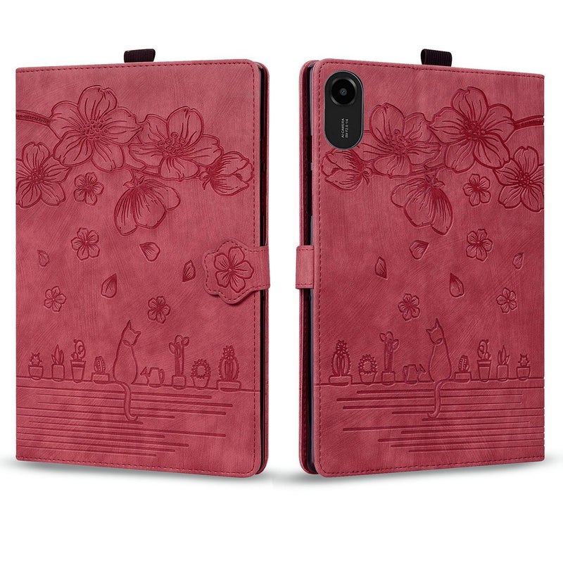 erorex For Xiaomi Redmi Pad 2 Cartoon Sakura Embossed Leather Tablet Case(Red) - Image 2
