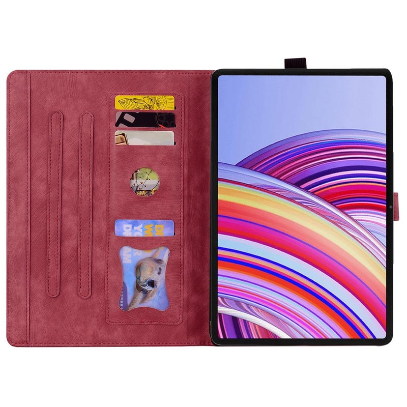 erorex For Xiaomi Redmi Pad 2 Cartoon Sakura Embossed Leather Tablet Case(Red) - Image 3