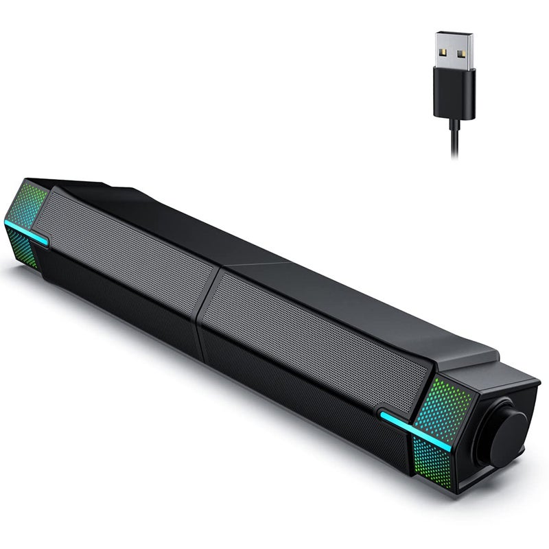 Jeecoo M20 Bluetooth Computer Speakers for PC Desktop Monitor, Gaming PC Sound Bar - Wired USB-Powered, Superb Stereo Sound, with LED Lighting - Combine/Separate to Customize Your Desk - Image 1