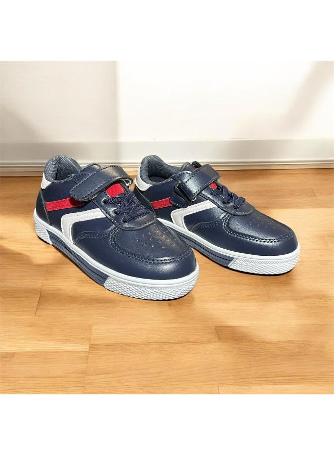 Kids Casual Sneakers Navy with Velcro & Laces – Comfortable Daily Shoes - Image 2