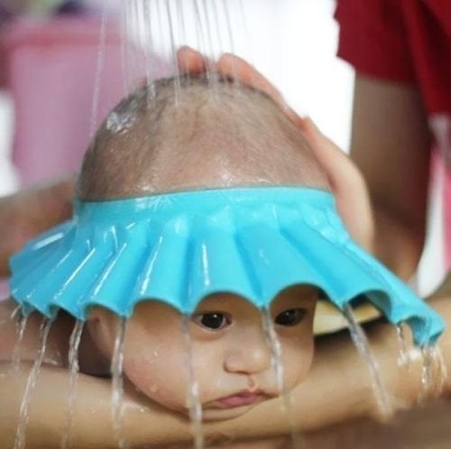 Dazzle Adjustable Shower Cap with Ear Shields for Kids Blue - Image 2
