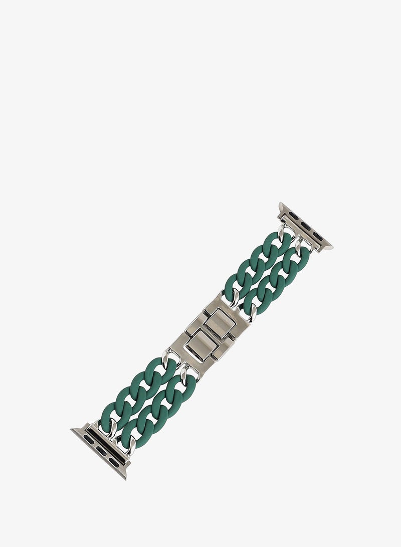 صوص هاوت سوار ساعة أبل كاجوال بسوار سلسلة بالتصميم سادة من سبيكة معدنية للنساء | 42mm/44mm/45mm - Image 4