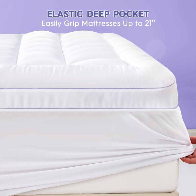 ABENE Full Size Dual Layer 3 Inch Memory Foam Mattress Topper, 2 Inch Gel Memory Foam Plus 1 Inch Down Alternative Pillowtop Mattress Pad Cover, Thick Soft Bed Topper Support for Back Pain - Image 5