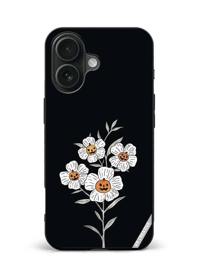 VR CREATIVE Protective Case Cover For Apple iPhone 16 Plus Halloween Flower Design Multicolour