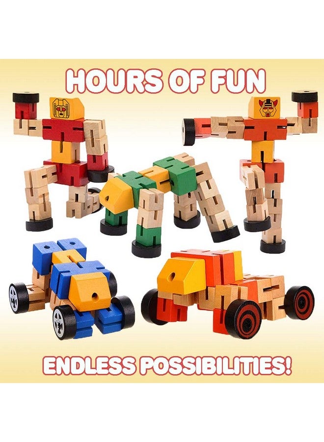 ArtCreativity Wooden Toy Robots - 3 Pack - Adorable Action Figures, Toy Cars in Assorted Colors for Boys and Girls - Develop Cognitive and Motor Skills - Fun Gift and Birthday Party Favors for Kids - Image 4