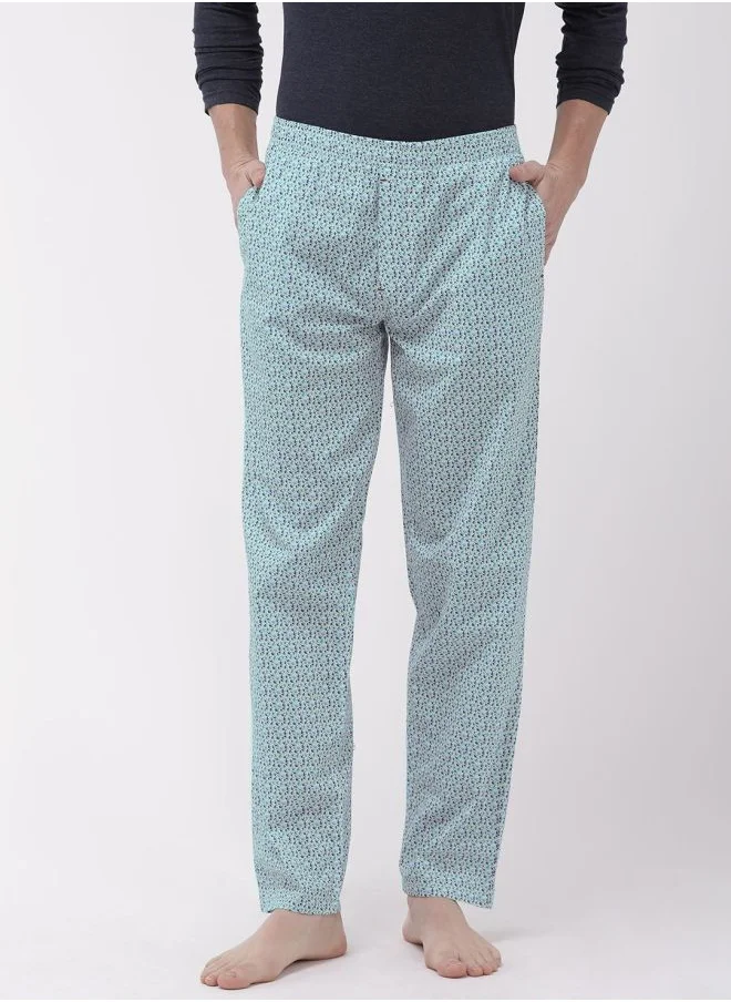 شركة المرآب الهندية Men Slim Fit Mid-Rise Cotton Printed Lounge Pants