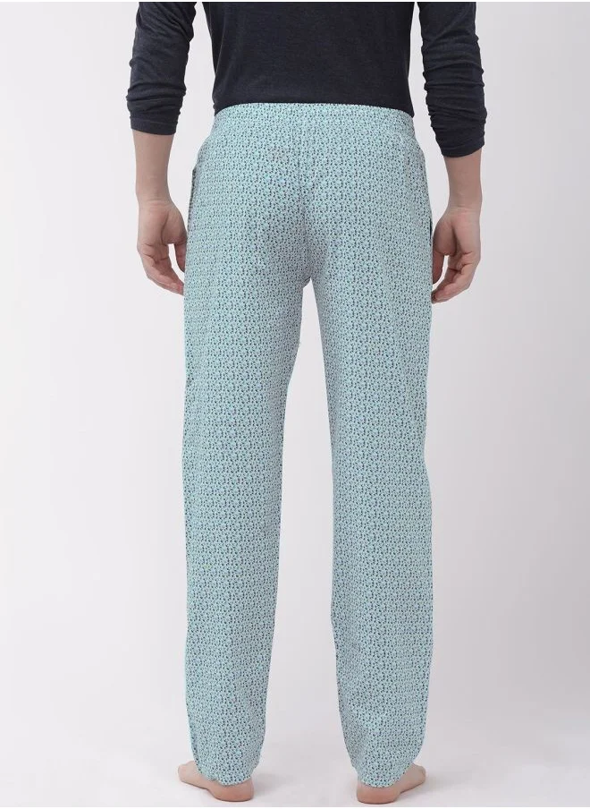 شركة المرآب الهندية Men Slim Fit Mid-Rise Cotton Printed Lounge Pants