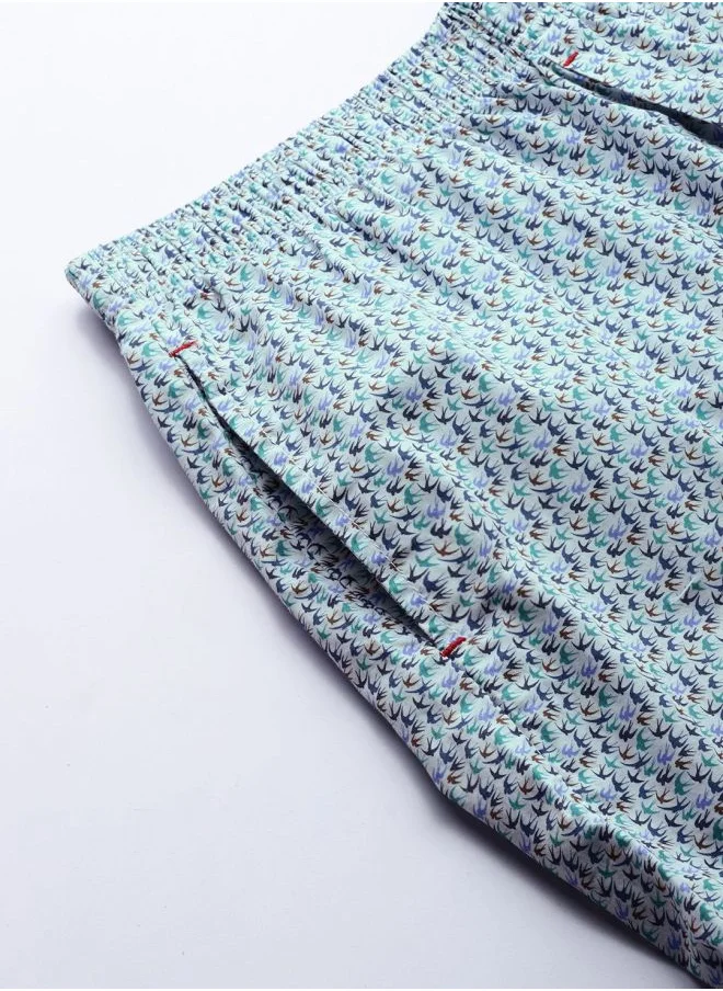 شركة المرآب الهندية Men Slim Fit Mid-Rise Cotton Printed Lounge Pants