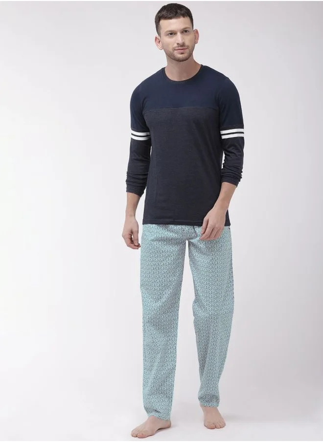 شركة المرآب الهندية Men Slim Fit Mid-Rise Cotton Printed Lounge Pants
