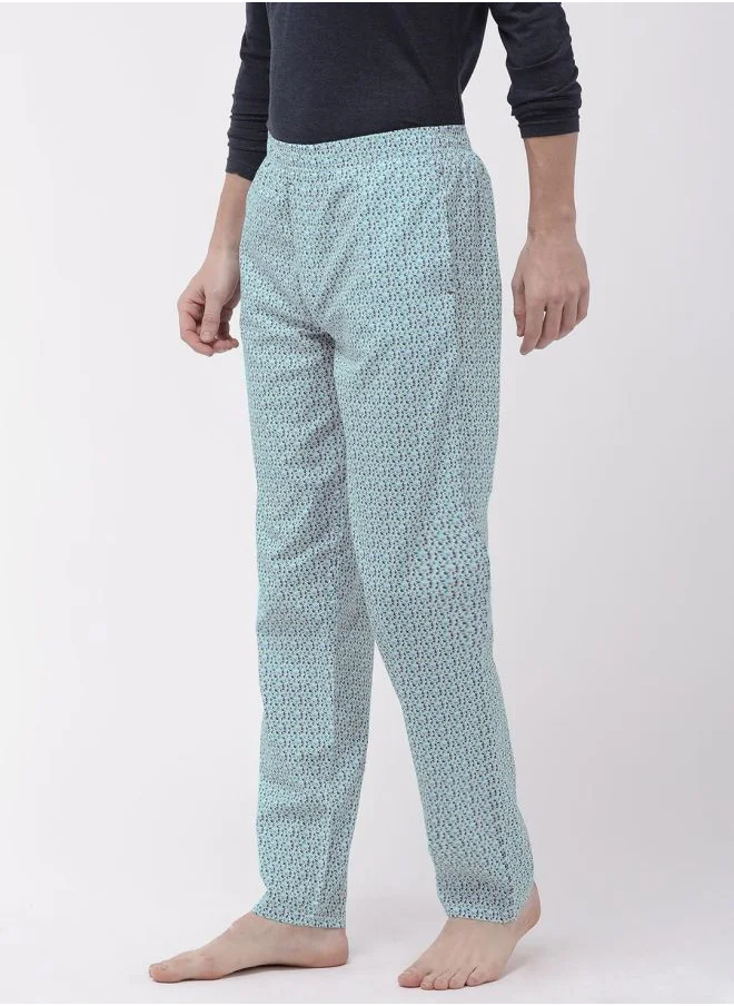 شركة المرآب الهندية Men Slim Fit Mid-Rise Cotton Printed Lounge Pants