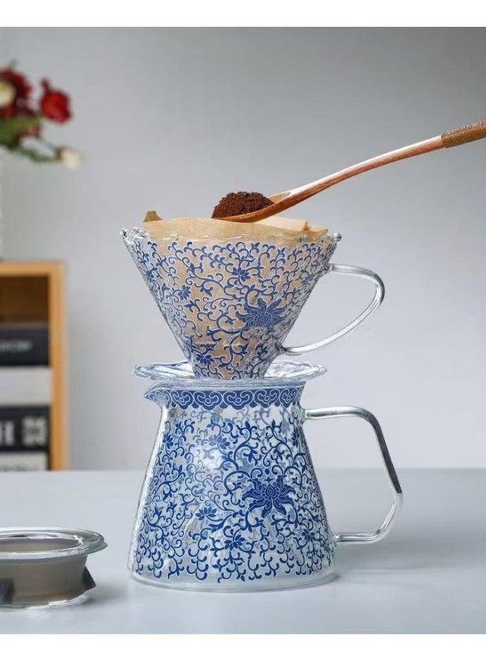 bbdd 2025 New Product Yuan Blue and White Coffee Pot Manual Brewing Set Dripping V60 Coffee Pot - Image 4