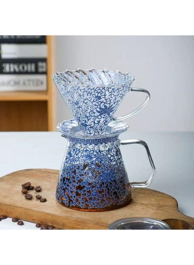 bbdd 2025 New Product Yuan Blue and White Coffee Pot Manual Brewing Set Dripping V60 Coffee Pot - Image 3