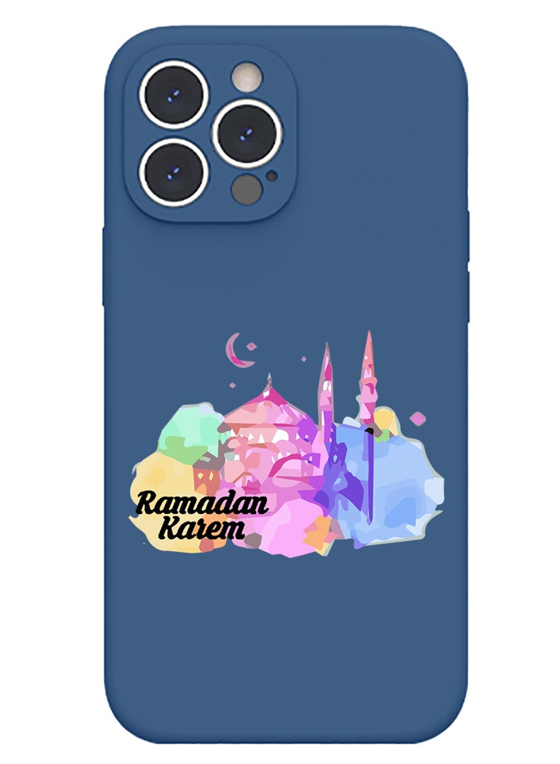 Theodor Protective Slim Fit Case Liquid Silicone Cover with Full Body Protection Anti-Scratch Shockproof Case For iPhone 12 Pro Max Blue  - Ramadan Kareem copy - Image 1