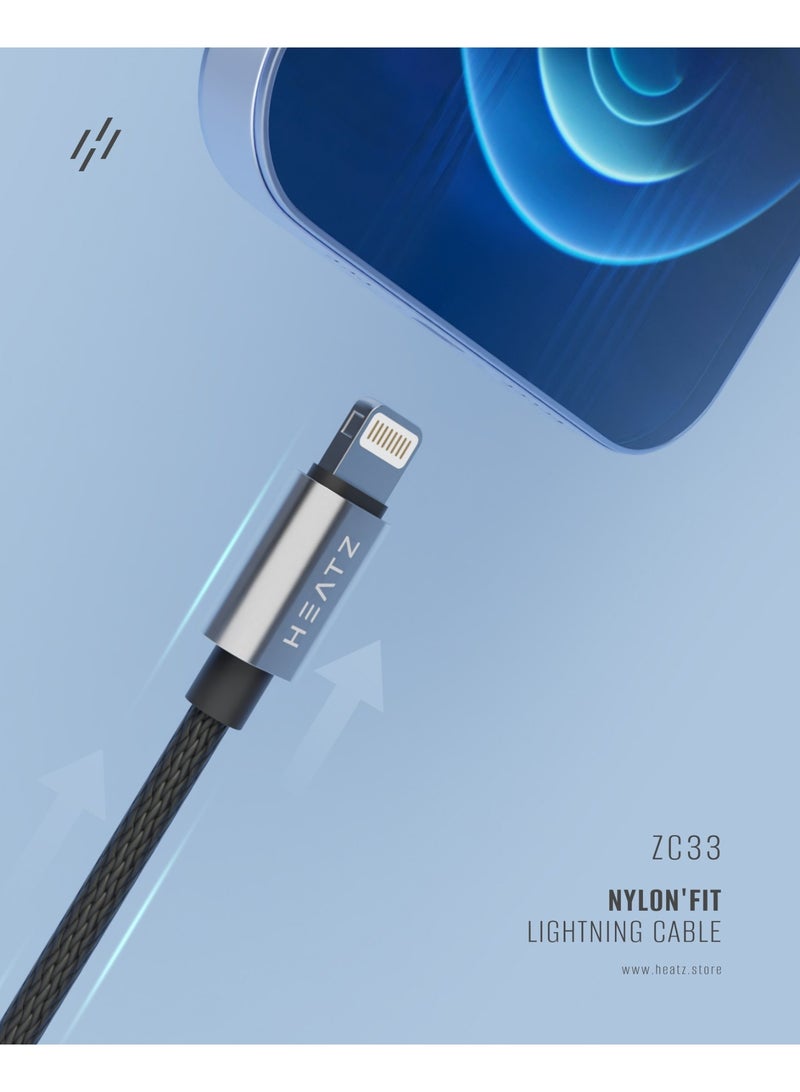 هيتز كابل HEATZ ZC35 من USB إلى Type C | شاحن سريع الشحن بقوة 3 أمبير، مصنوع من النايلون المضفر | سلك نقل بيانات عالي السرعة | كابل متين للهواتف الذكية والأجهزة اللوحية التي تعمل بنظام Android وبنوك الطاقة - Image 4