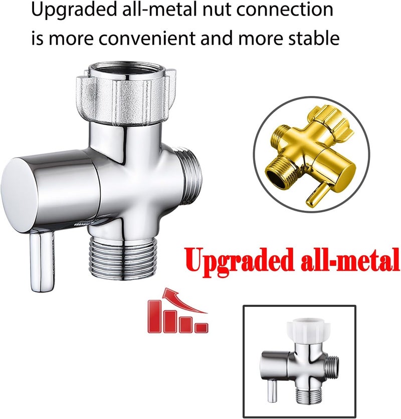 walkinginrain Bidet T Adapter With Shut off Valve,3 Way T Valve for Bidet, Metal T Adapter for Handheld Toilet, 7/8"×7/8"×1/2" or 3/8" - Image 5