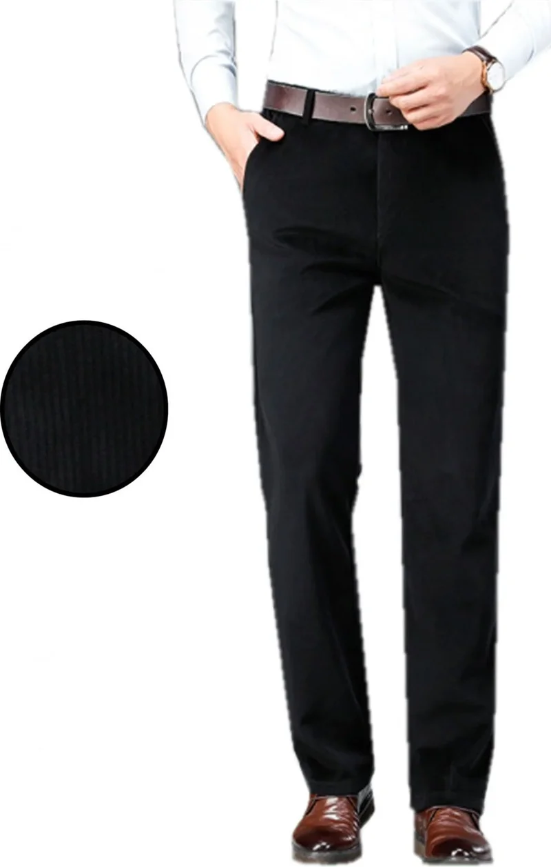 Men's Black Velvet Lined Velvet Trousers With Pockets