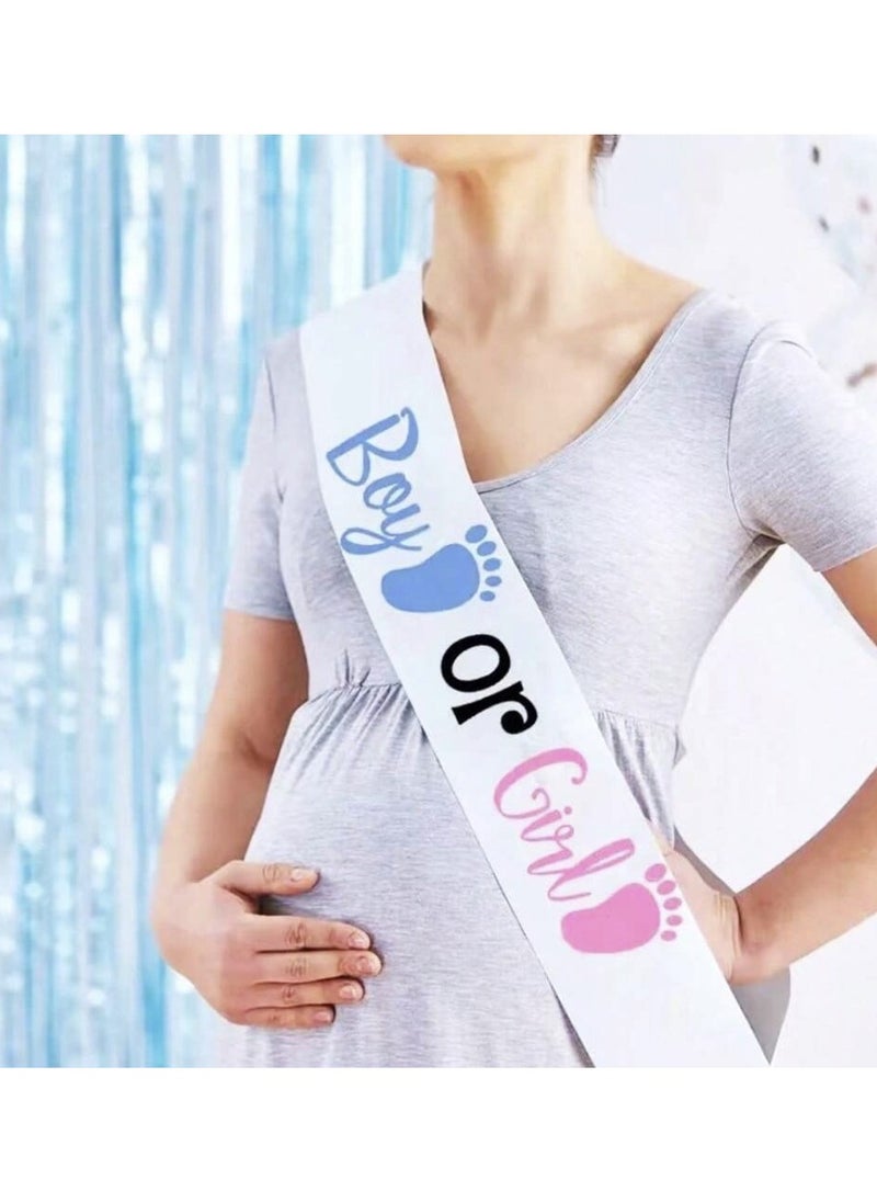 Generic Two-Tone Blue and Pink Scarf for Gender Reveal – Text: Boy or Girl?  - Image 1