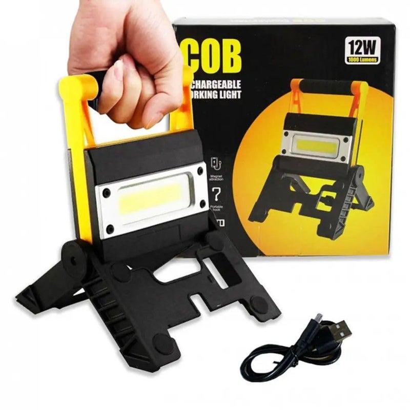 Murcy 12W LED Work Light Rechargeable Folding Floodlight 1000 Lumens Portable Trouble Light 4400mAh Battery 360 Rotatable Stand Adjustable Mechanic Mustered Green for Car Home - Image 1