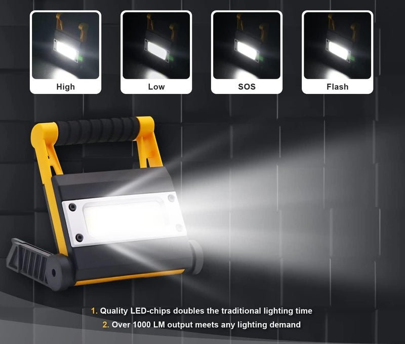 Murcy 12W LED Work Light Rechargeable Folding Floodlight 1000 Lumens Portable Trouble Light 4400mAh Battery 360 Rotatable Stand Adjustable Mechanic Mustered Green for Car Home - Image 2