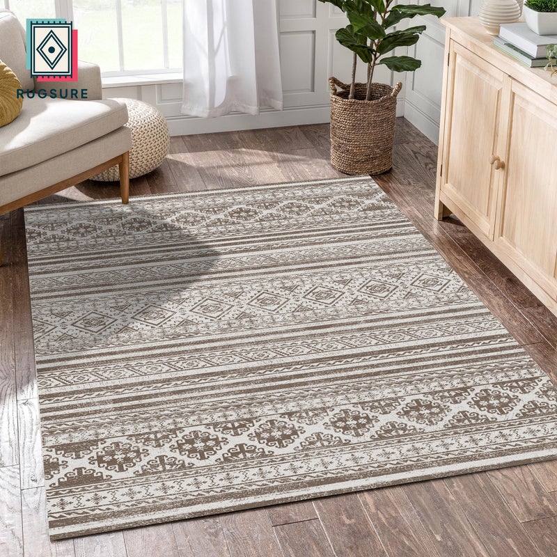 RUGSURE Washable Area Rugs 3' x 5 ' - 1/6 Thick - Moroccan-Inspired -Stain & Water Resistant Non-Slip - Resistant Rug for Living Room, Bedroom, Nursery, Pet & Child Friendly (Brown) - Image 3