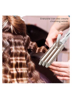 Three Barrel Curling Iron Wand - Professional Hair Curler for Beach Waves, Fast Heating 25mm Hair Waver with Adjustable Temperature, Dual Voltage for All Hair Types - Create Long-Lasting Waves & Curls