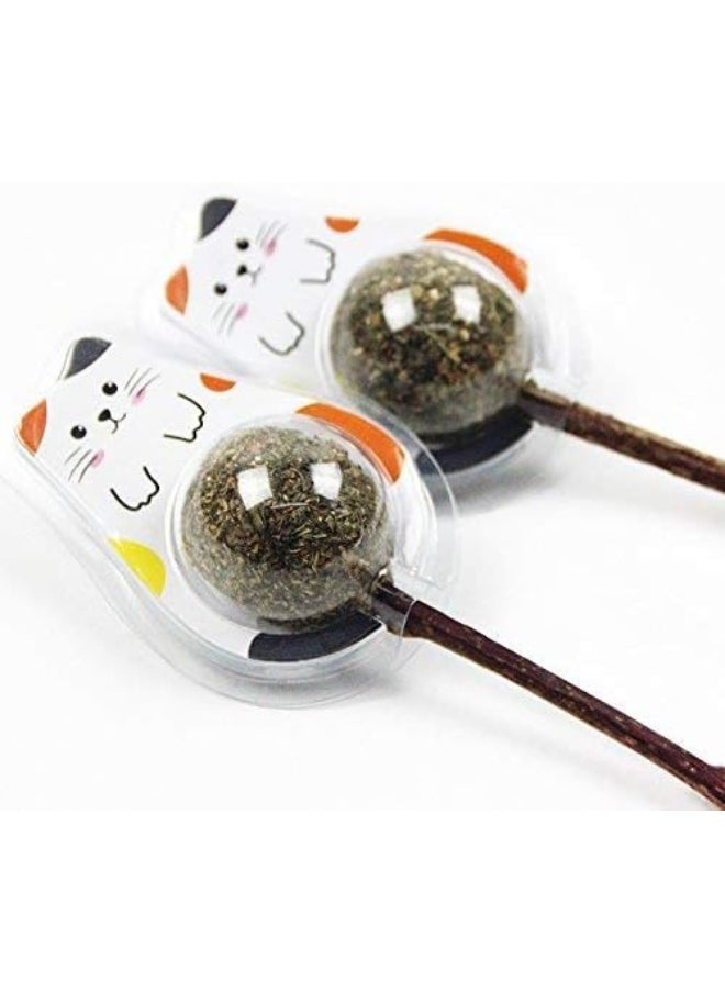 Mumoo Bear Mumoo Bear 2PCS Natural Cat Treats Cat Toy Catnip Lollipop, Cat Mint Ball Stick Catnip Toys Cat Dental Chews Teeth Cleaning  - Image 4